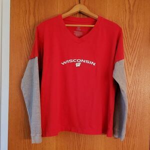 EUC Wisconsin Badgers Two Toned Starter Shirt Red Gray Youth Sz XL (16/1…